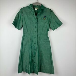 Vintage Green Girl Scout Uniform Dress 1950's Memoribilia, Size 10